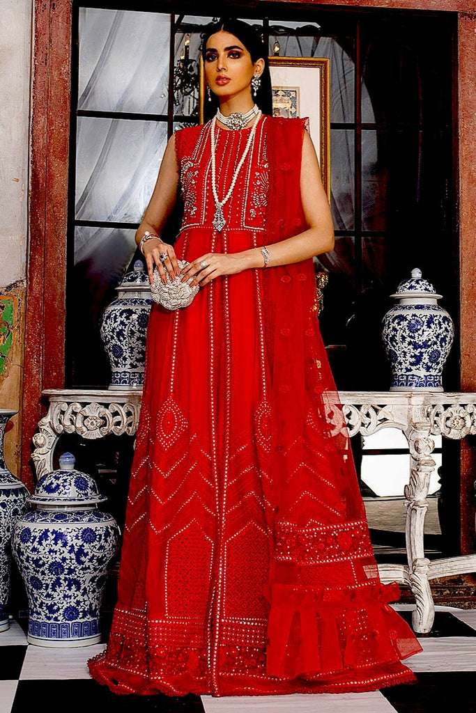 Mushq Tissue De Luxe Luxury Formal Stitched – MCL-10 Scarlet Symphony