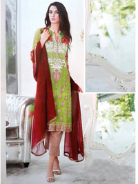 Charizma Embroidered Semi Stitched Suit – Green