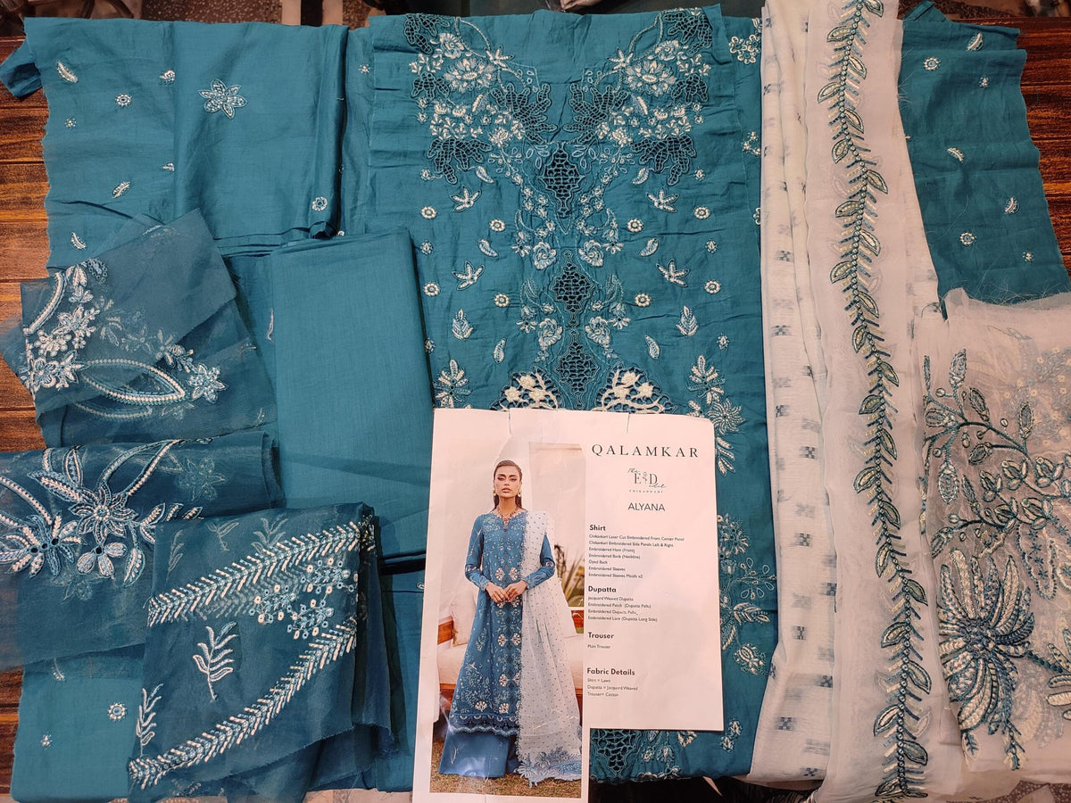 Qalamkar Eid Collection – Chikankari Lawn 2025 – CS-07