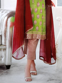 Charizma Embroidered Semi Stitched Suit – Green