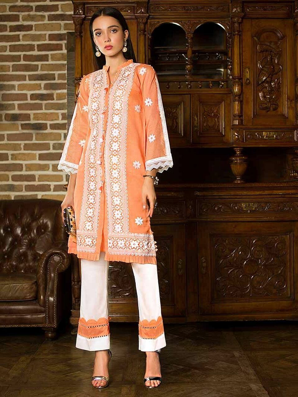 Gul Ahmed Embroidered Zesty Peach PST-01