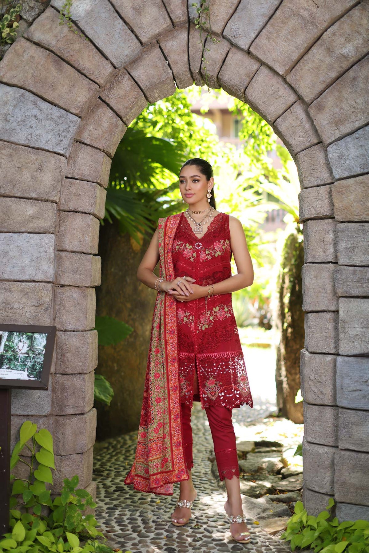 Noor by Saadia Asad Luxury Chikankari Lawn Collection – D12-A Red