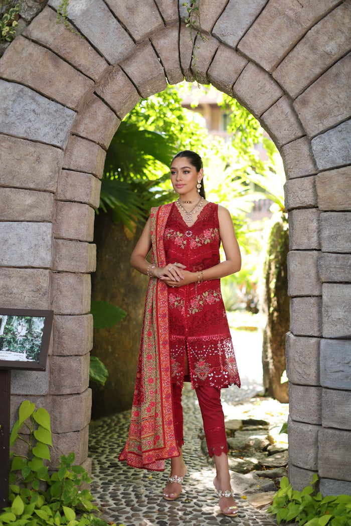 Noor by Saadia Asad Luxury Chikankari Lawn Collection – D12-A Red