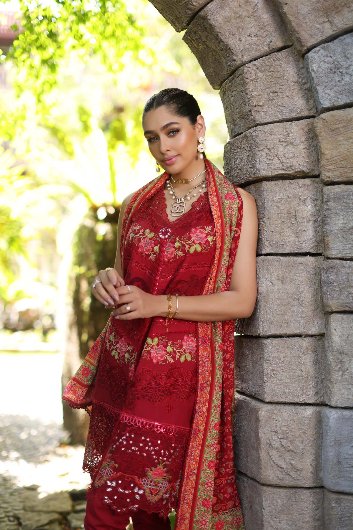 Noor by Saadia Asad Luxury Chikankari Lawn Collection – D12-A Red