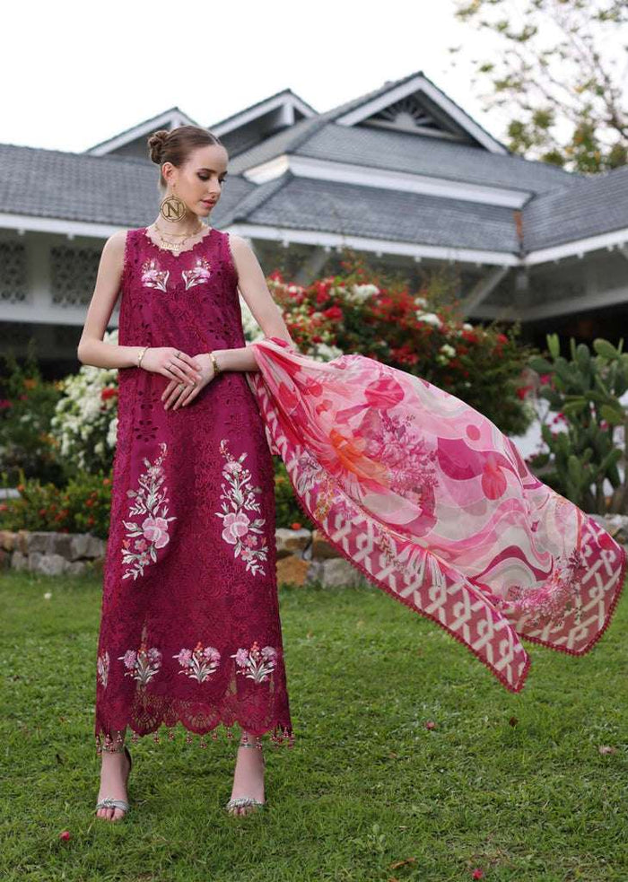Noor by Saadia Asad Luxury Chikankari Lawn – D10-A FUCHIA