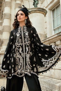 MARIA B Soiree Unstitched Embroidered Raw Silk Suit WF-09-03-Black