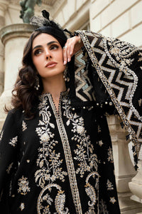 MARIA B Soiree Unstitched Embroidered Raw Silk Suit WF-09-03-Black