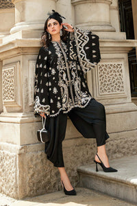 MARIA B Soiree Unstitched Embroidered Raw Silk Suit WF-09-03-Black