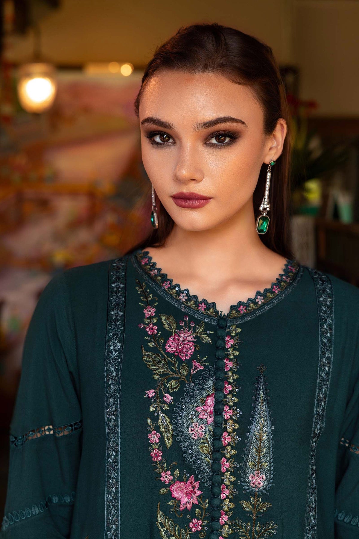 MARIA.B MPrints Winter – Embroidered Twill Linen Suit MPT-2807-B