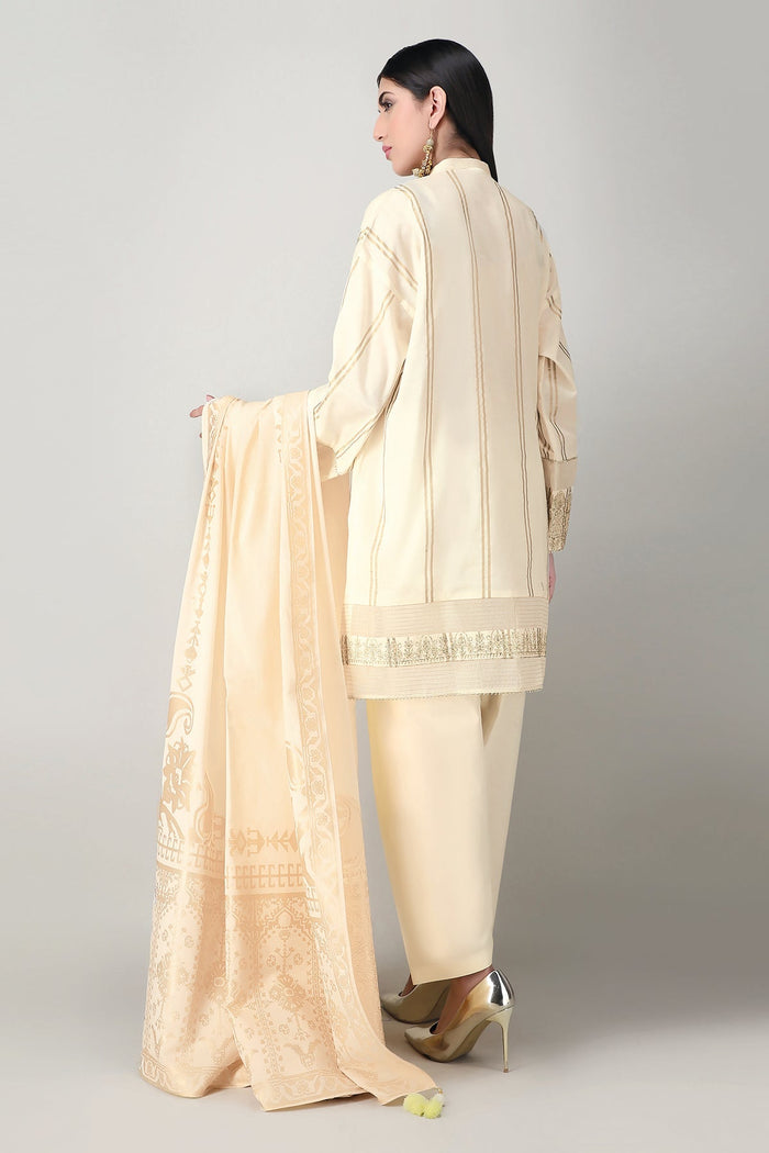 Khaadi Embroidered 3 Piece Suit · Calming Ride – K21115 Off White