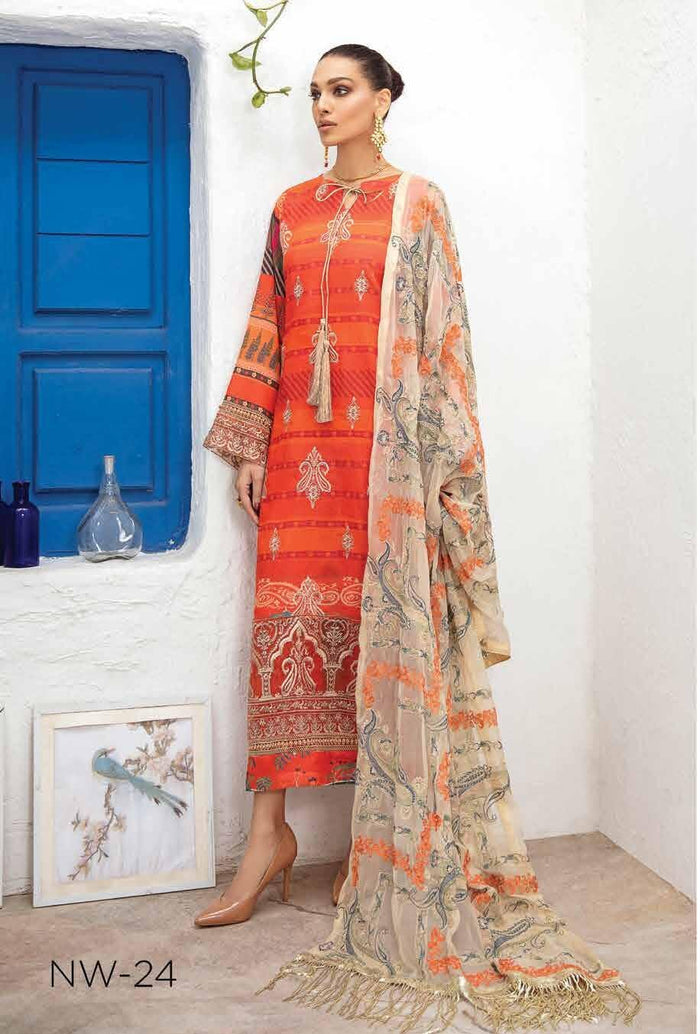 Nureh Lawn Karandi Collection – (Signora) NW-24 – Stitched