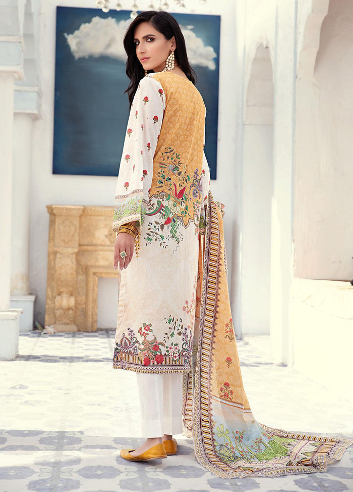 Cross Stitch Printed Lawn Collection – FLORAL BEIGE