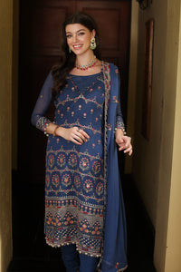 3 Piece Embroidered Chiffon Unstitched Suit with Embroidered Chiffon Dupatta and Inner LE-42014