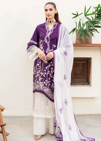 Shiree By Sable Vogue Embroidered Lawn D-03 Plum Orchid